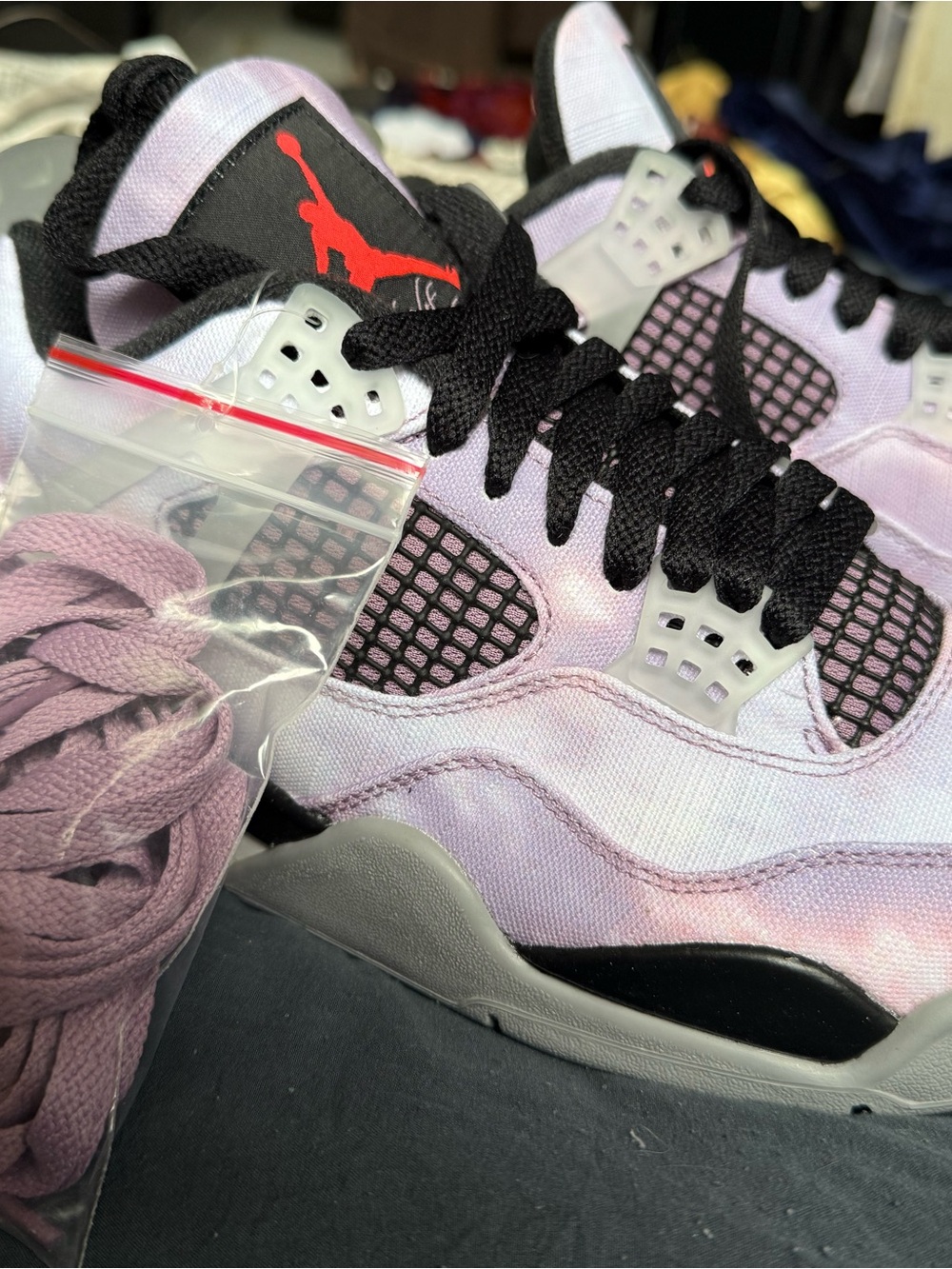 Air Jordan 4 Retro SE 7.5 men’s 9-9.5 in womens Tie-Dye Sneakers lavender pink - Picture 13 of 15